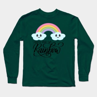 Create Your Own Rainbow with Kawaii Cute Clouds in Green Long Sleeve T-Shirt